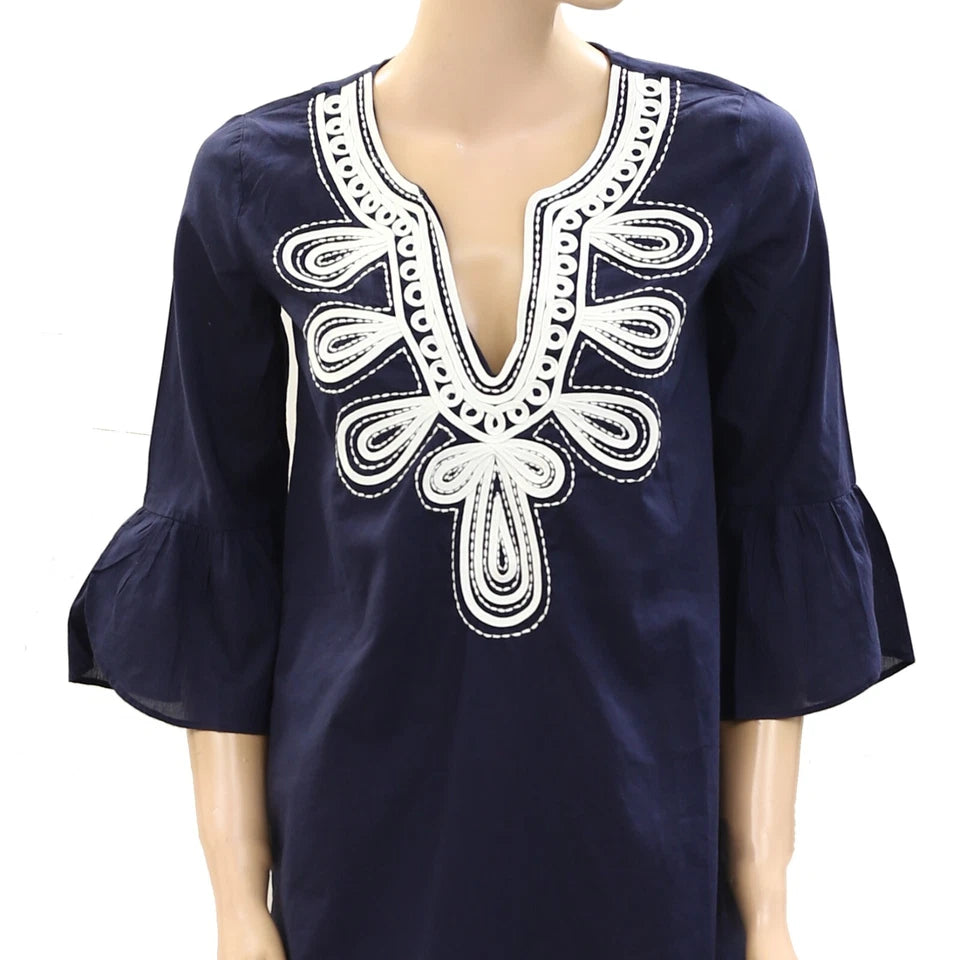 Lilly Pulitzer Piet Coverup Embroidered Mini Tunic Dress Shift Cotton XXS 273014